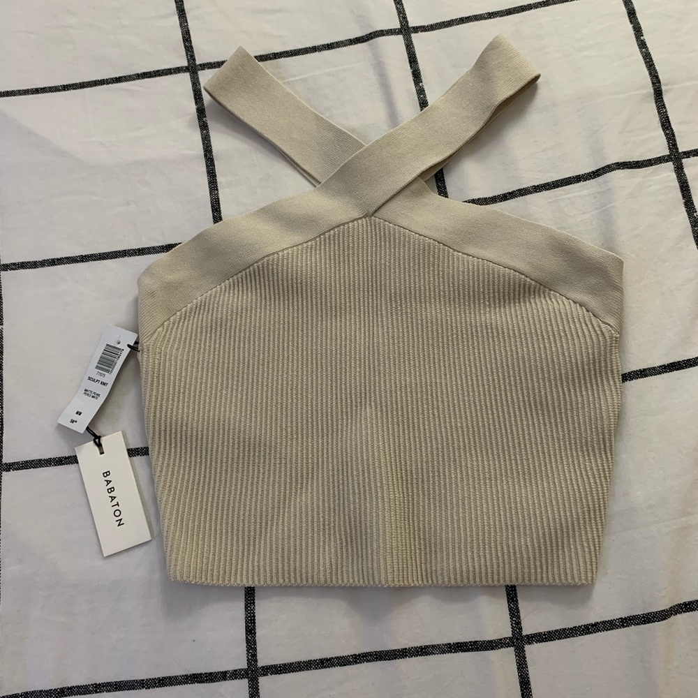 Aritzia Beige Ribbed Tank Top